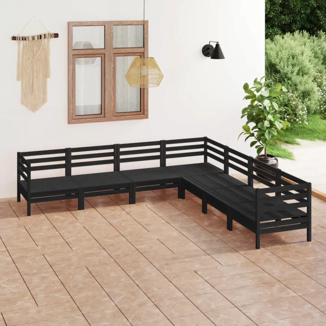 7-tlg. Garten-lounge-set Massivholz Kiefer Schwarz günstig online kaufen