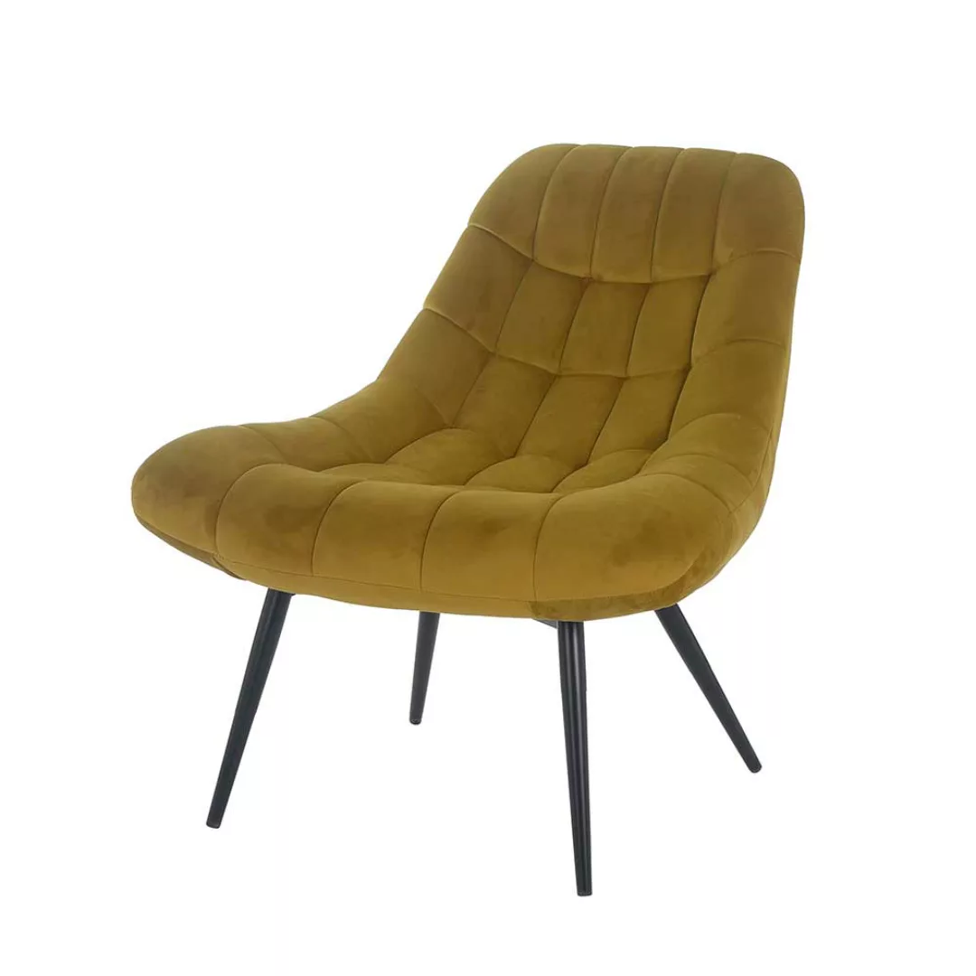 Samt Lounge Sessel in Ocker Retrostil günstig online kaufen