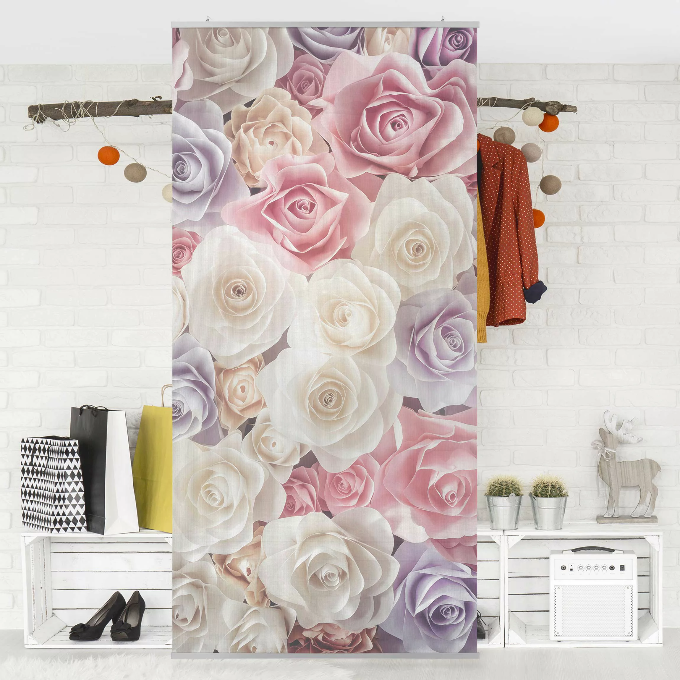 Raumteiler Blumen Pastell Paper Art Rosen günstig online kaufen