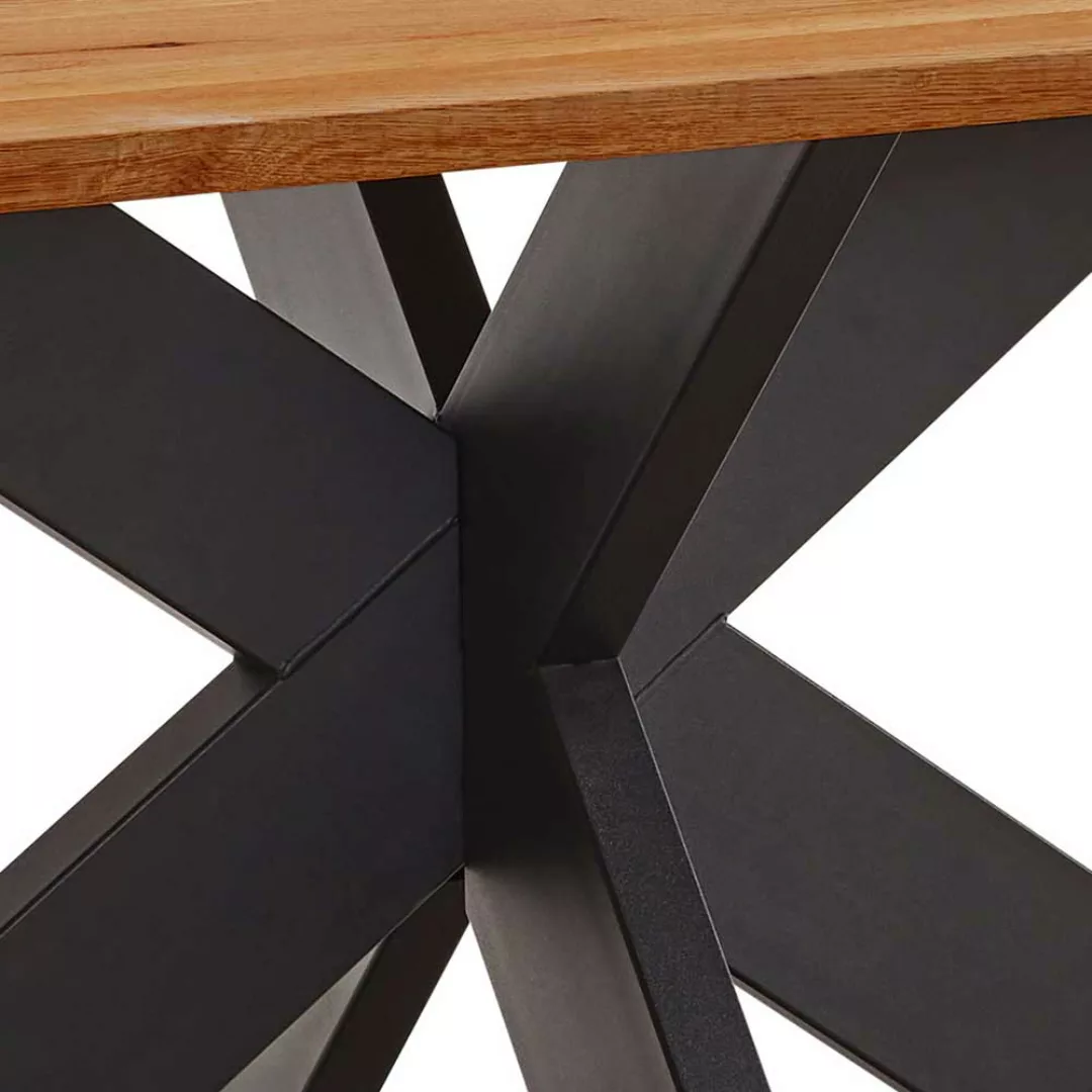 Tisch Esszimmer Zerreiche mit Massivholzplatte Metall Spider Gestell günstig online kaufen