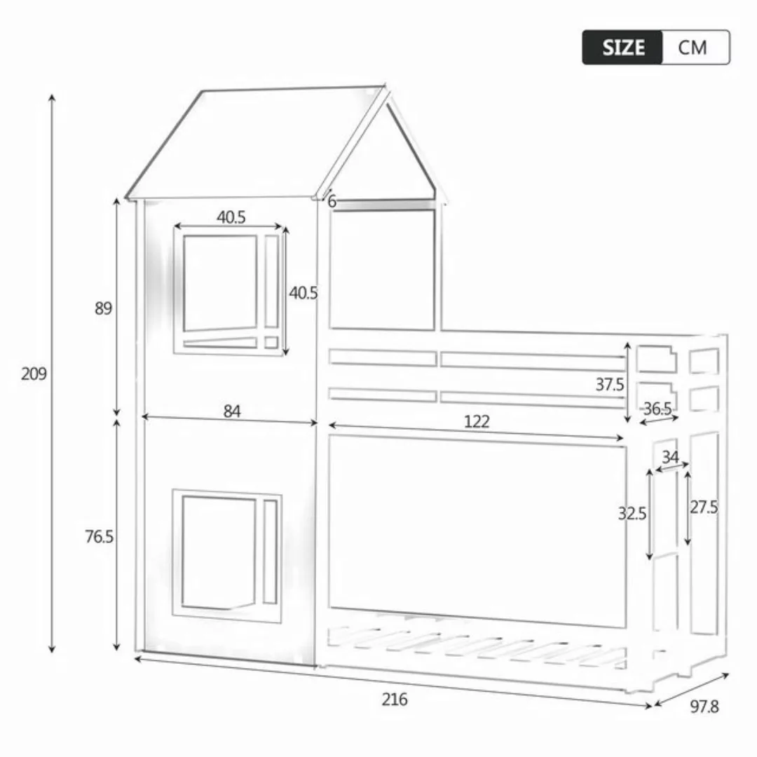 HAUSS SPLOE Kinderbett Etagenbett Holzbett Kinderbett Einzelbett Hausbett ( günstig online kaufen
