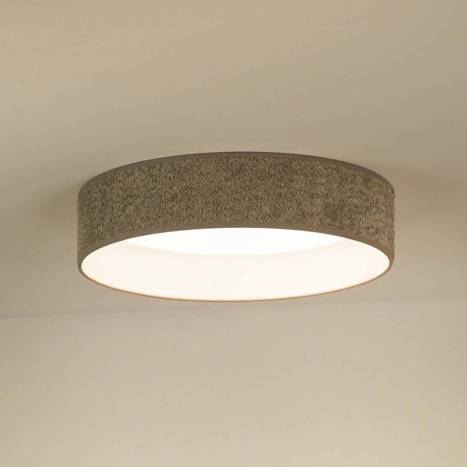 LED-Deckenlampe Plafond, Bouclé grau, Ø 45 cm, 3-step-dim günstig online kaufen