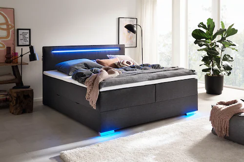 meise.möbel Boxspringbett "Las Vegas", Füße und Kopfteil mit LED-Beleuchtun günstig online kaufen