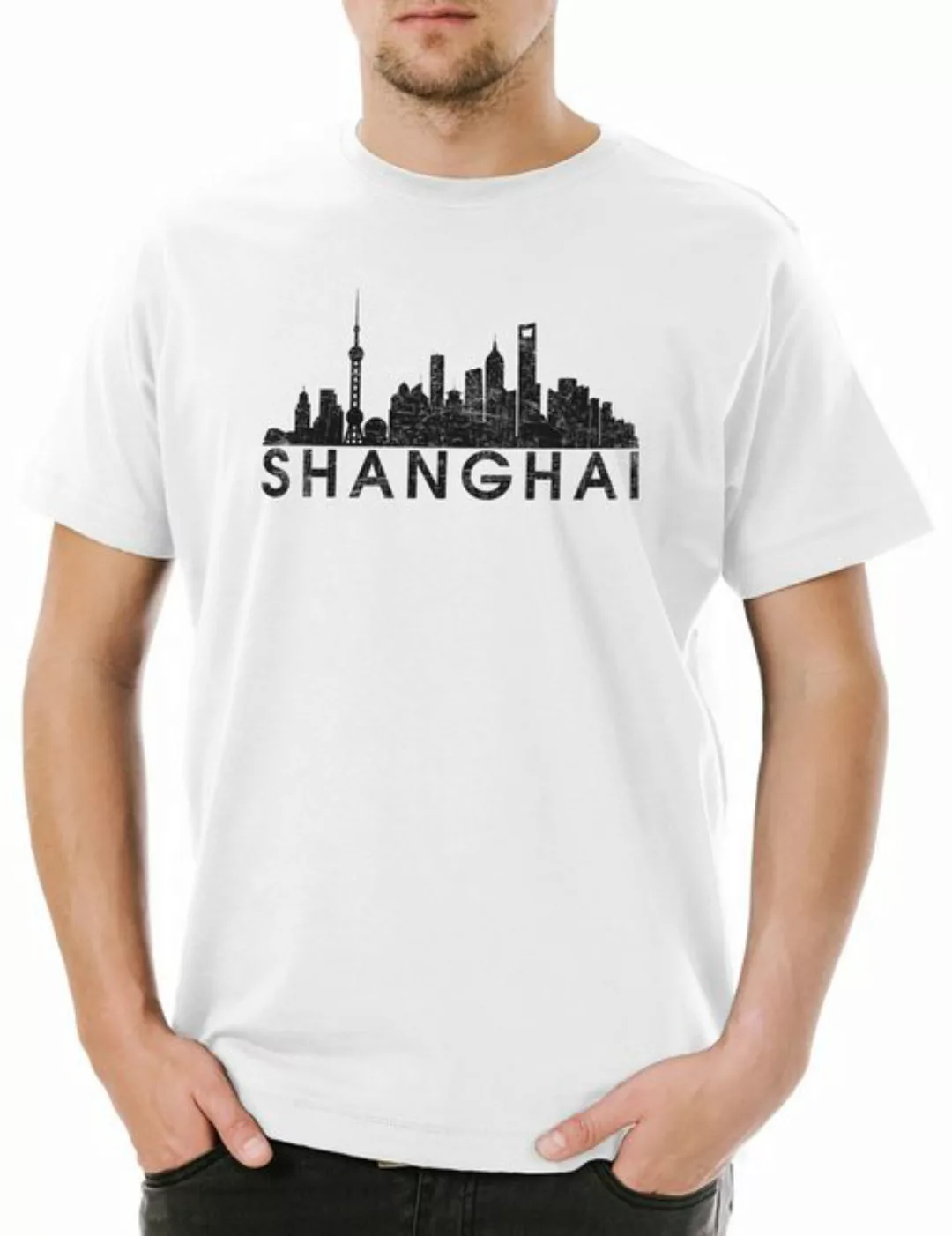 Urban Backwoods Print-Shirt Skyline Shanghai Herren T-Shirt Schanghai China günstig online kaufen