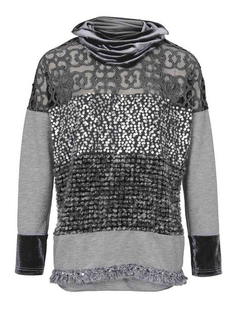 heine Sweatshirt Heine Damen Sweatshirt mit Samtschal, grau günstig online kaufen