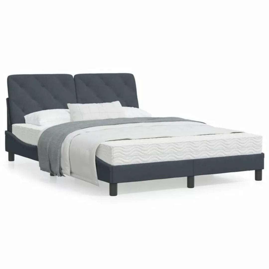 vidaXL Bett Bett mit Matratze Dunkelgrau 120x200 cm Samt günstig online kaufen