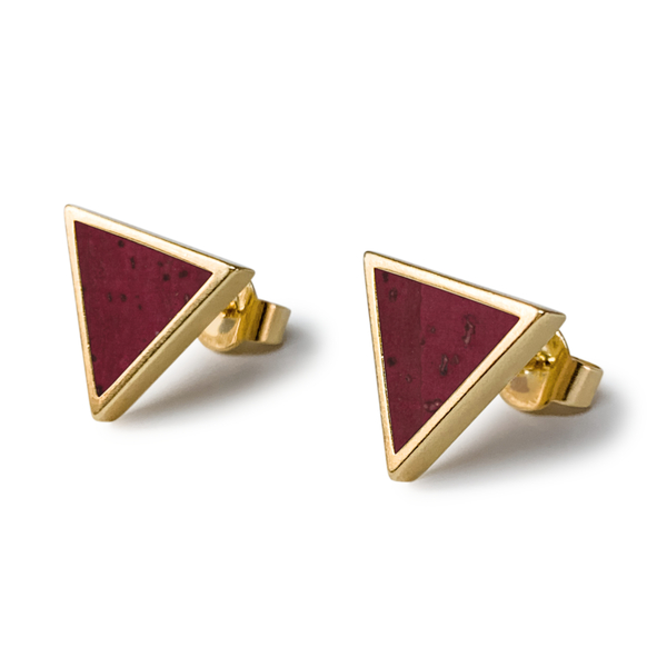 Dreieck Ohrringe Gold Kork | Triangle Ohrstecker Holz | Geschenk Box günstig online kaufen