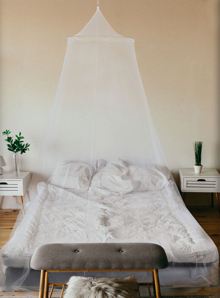 Schönes Moskitonetz Bett Weiß 230x325 cm Insektenschutz für Einzelbett günstig online kaufen
