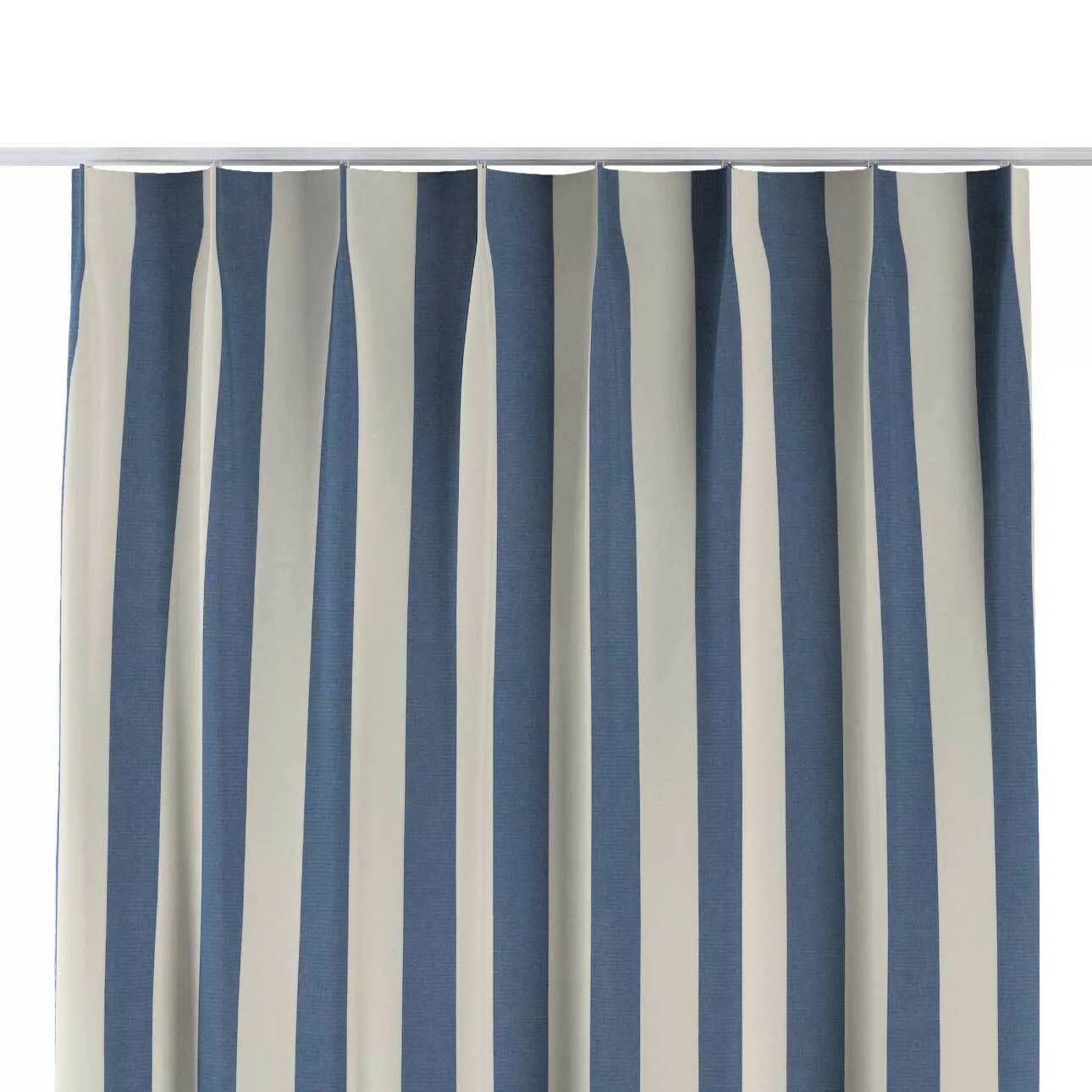 Vorhang mit flämischen 1-er Falten, blau-weiß, Quadro (143-90) günstig online kaufen