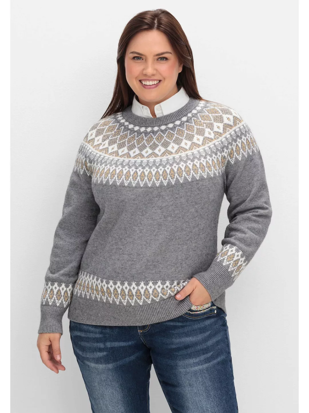 sheego by Joe Browns Strickpullover "Große Größen", mit Norwegermuster günstig online kaufen