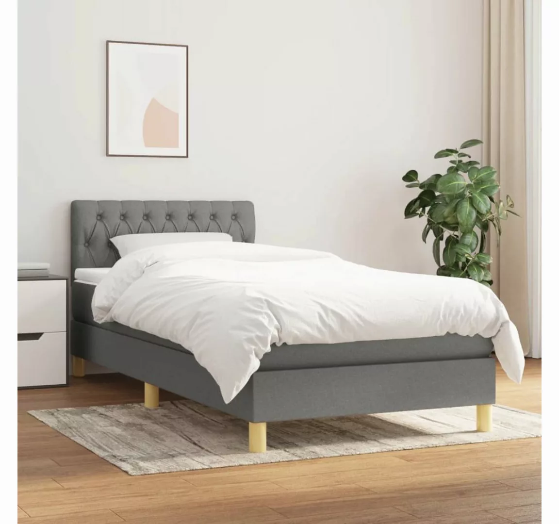 vidaXL Boxspringbett Boxspringbett mit Matratze Dunkelgrau 80x200 cm Stoff günstig online kaufen