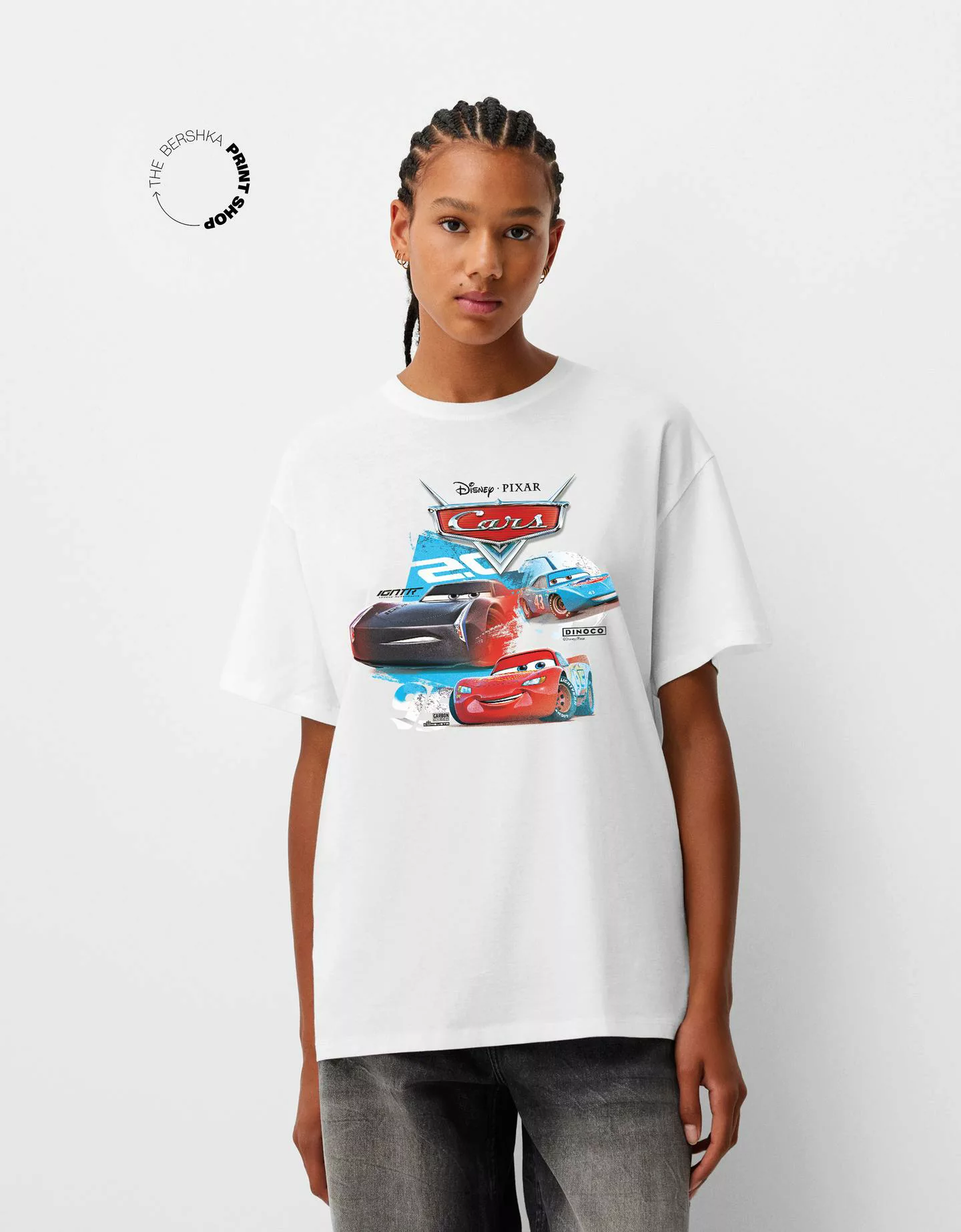 Bershka Oversize-T-Shirt Cars Print Mit Kurzen Ärmeln Damen Xs Grbrochenes günstig online kaufen