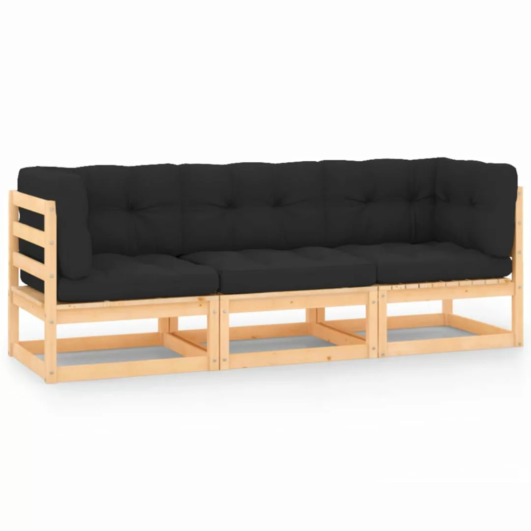 3-tlg. Garten-lounge-set Mit Kissen Massivholz Kiefer günstig online kaufen