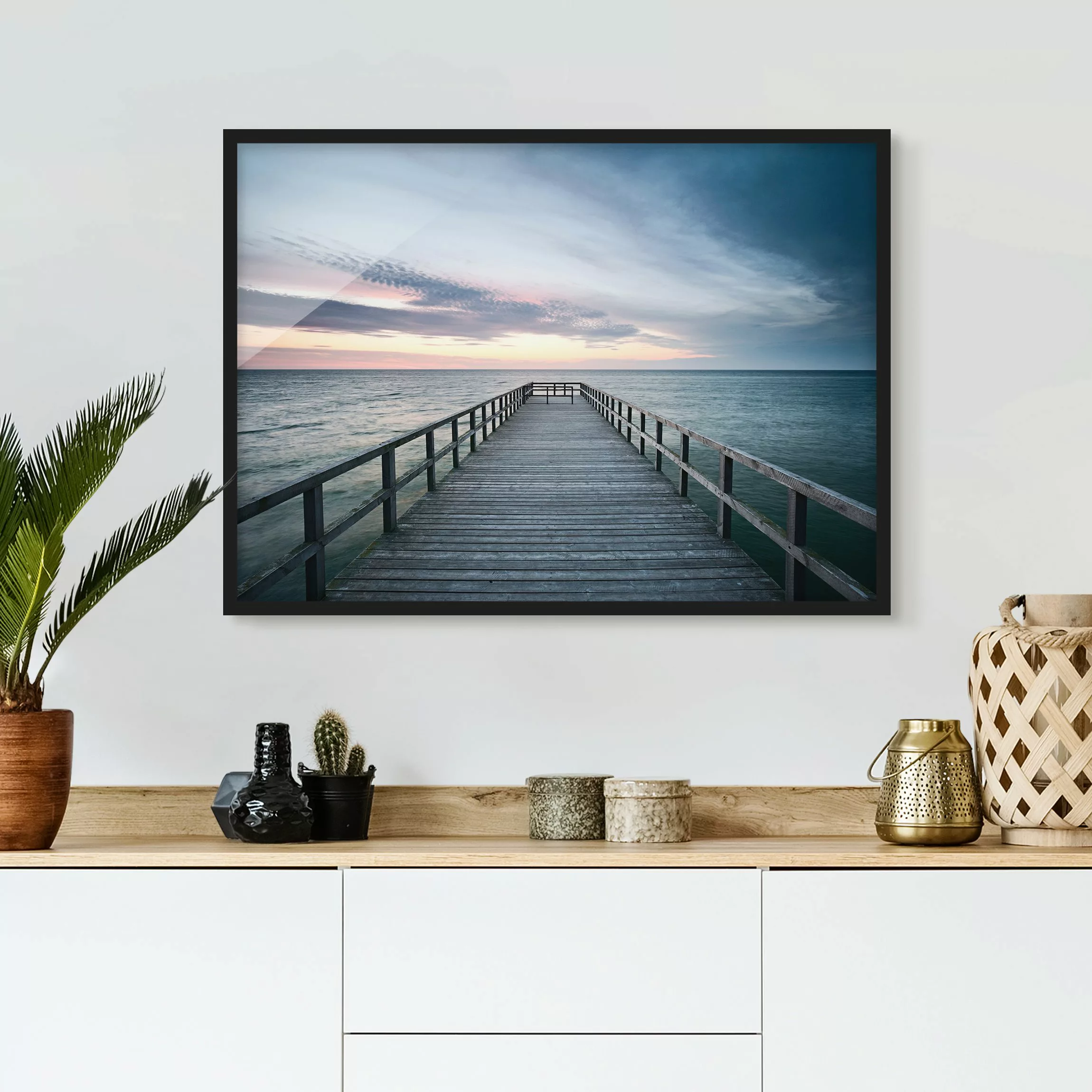 Bild mit Rahmen Natur & Landschaft - Querformat Steg Promenade günstig online kaufen