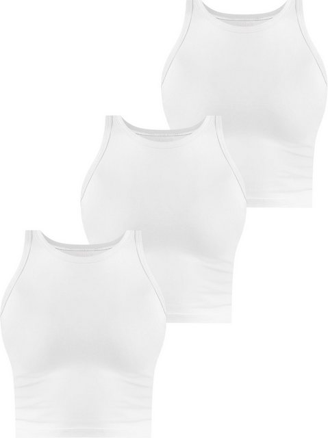 Janice Kurzarmshirt 3 x Damen crop Top hochgeschlossen Niah Kurzes Tanktop günstig online kaufen