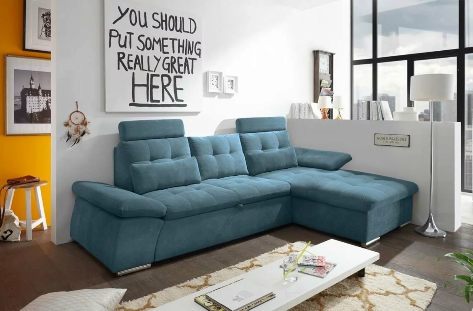 ED EXCITING DESIGN Ecksofa, Nalo Ecksofa 268x170 cm Couch Eckcouch Sofa Bla günstig online kaufen