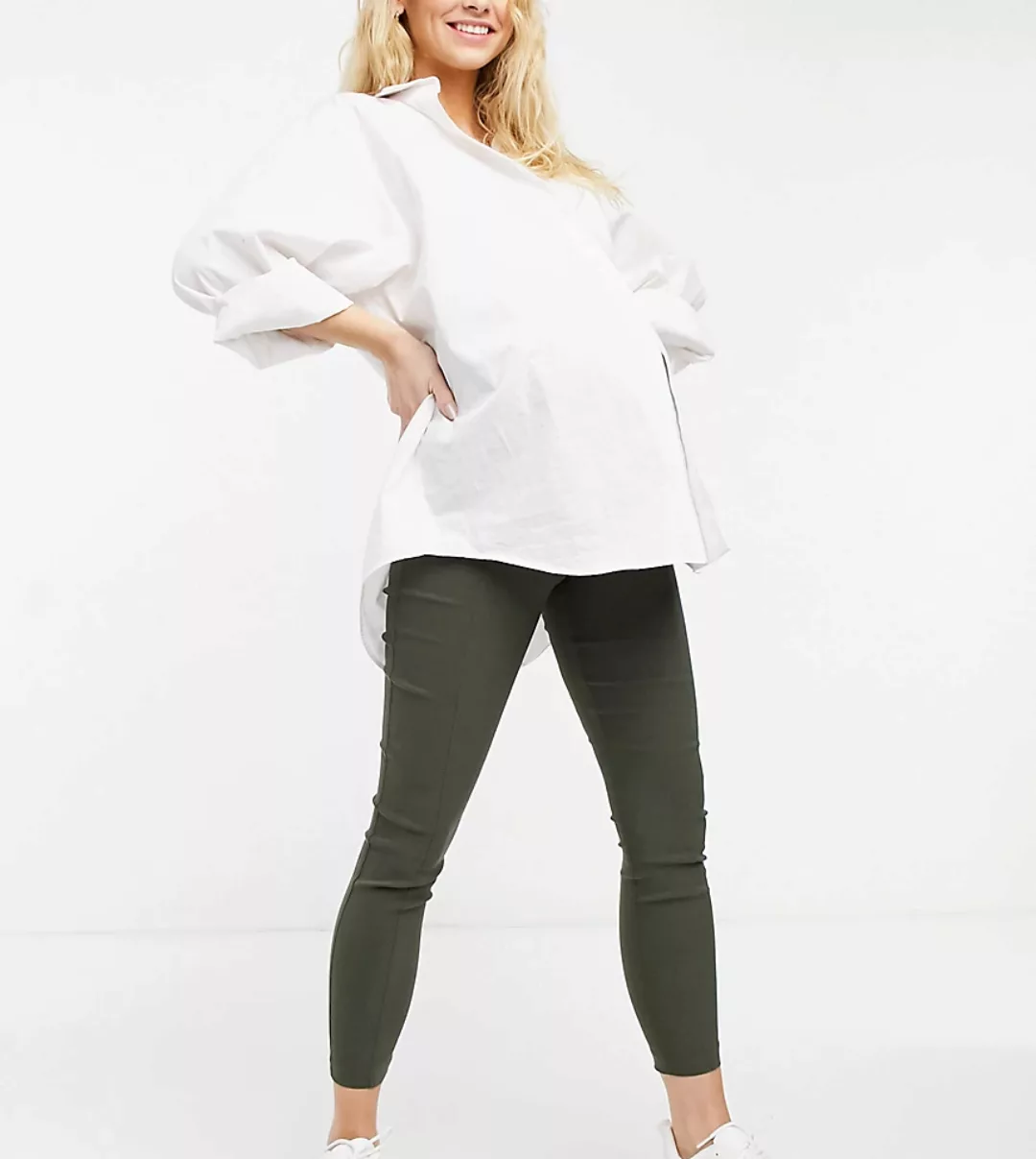 ASOS DESIGN Maternity – Eng geschnittene Hose mit Überbauchbund und hoher T günstig online kaufen