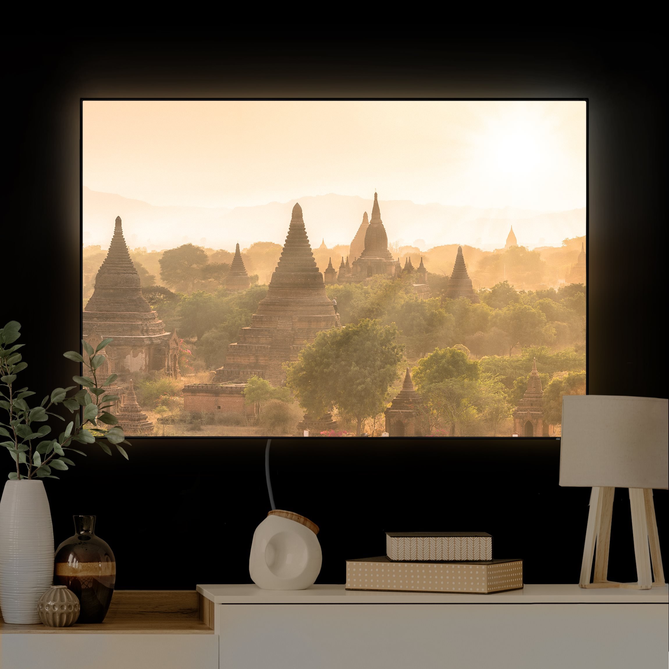 LED-Wechselbild Sonnenuntergang über Bagan günstig online kaufen