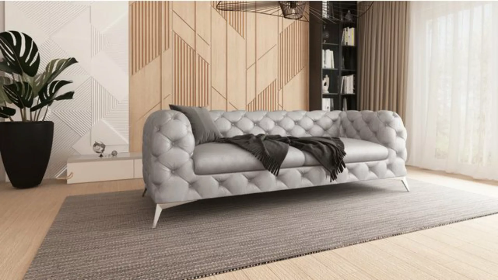 S-Style Möbel Chesterfield-Sofa 3-Sitzer Wanja mit Silber Metall Füßen, 3-S günstig online kaufen