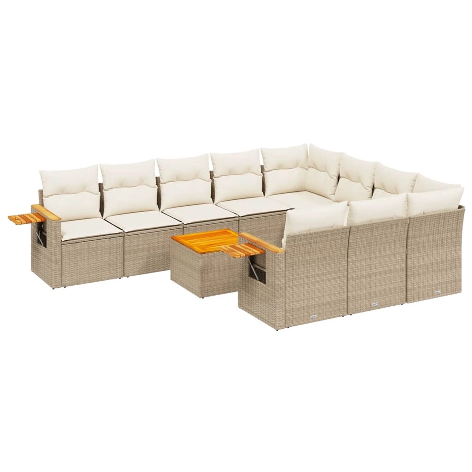 vidaXL 11-Tlg Garten-Sofagarnitur mit Kissen Beige Poly Rattan 3259587 günstig online kaufen