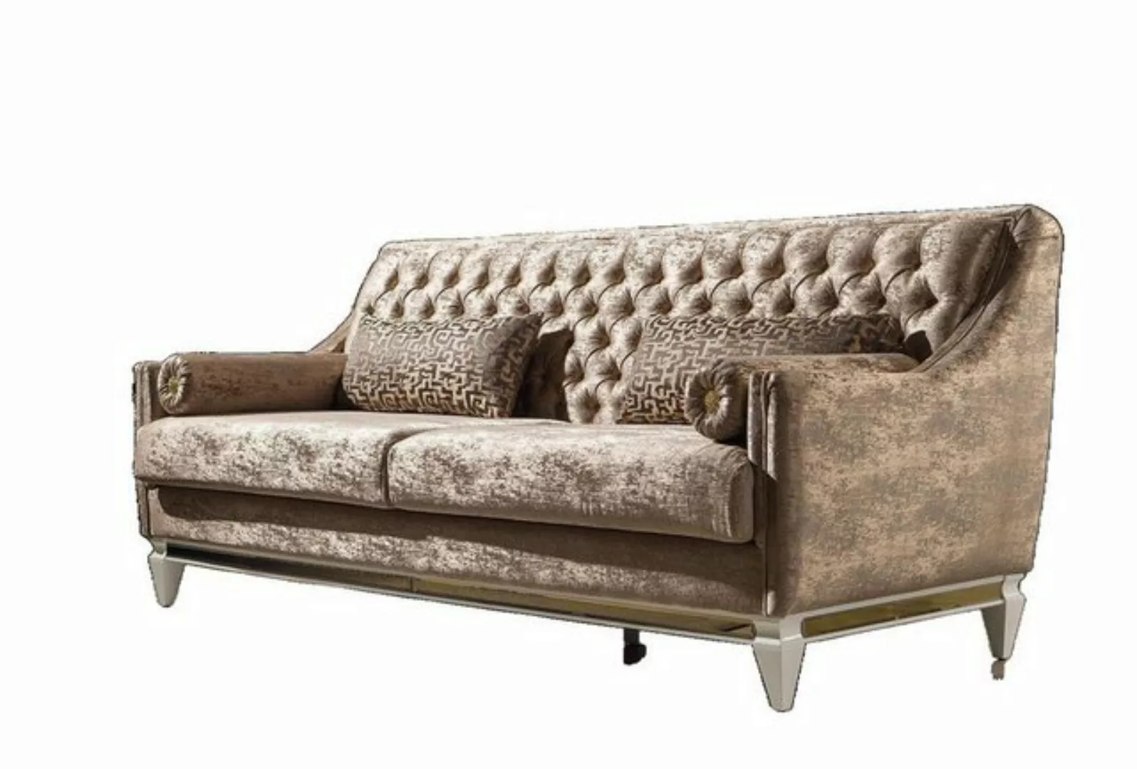 JVmoebel 3-Sitzer Beiger 3-Sitzer Textilsofa Chesterfield Dreisitzer Polste günstig online kaufen