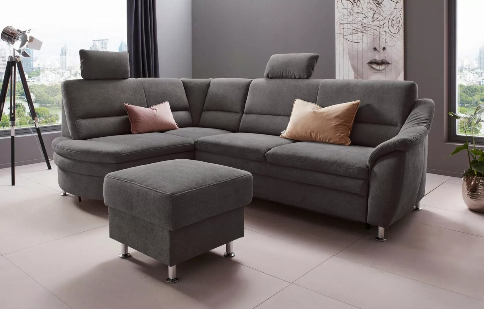 Places of Style Ecksofa Cardoso L-Form, Federkern, wahlweise mit Bett, Schu günstig online kaufen