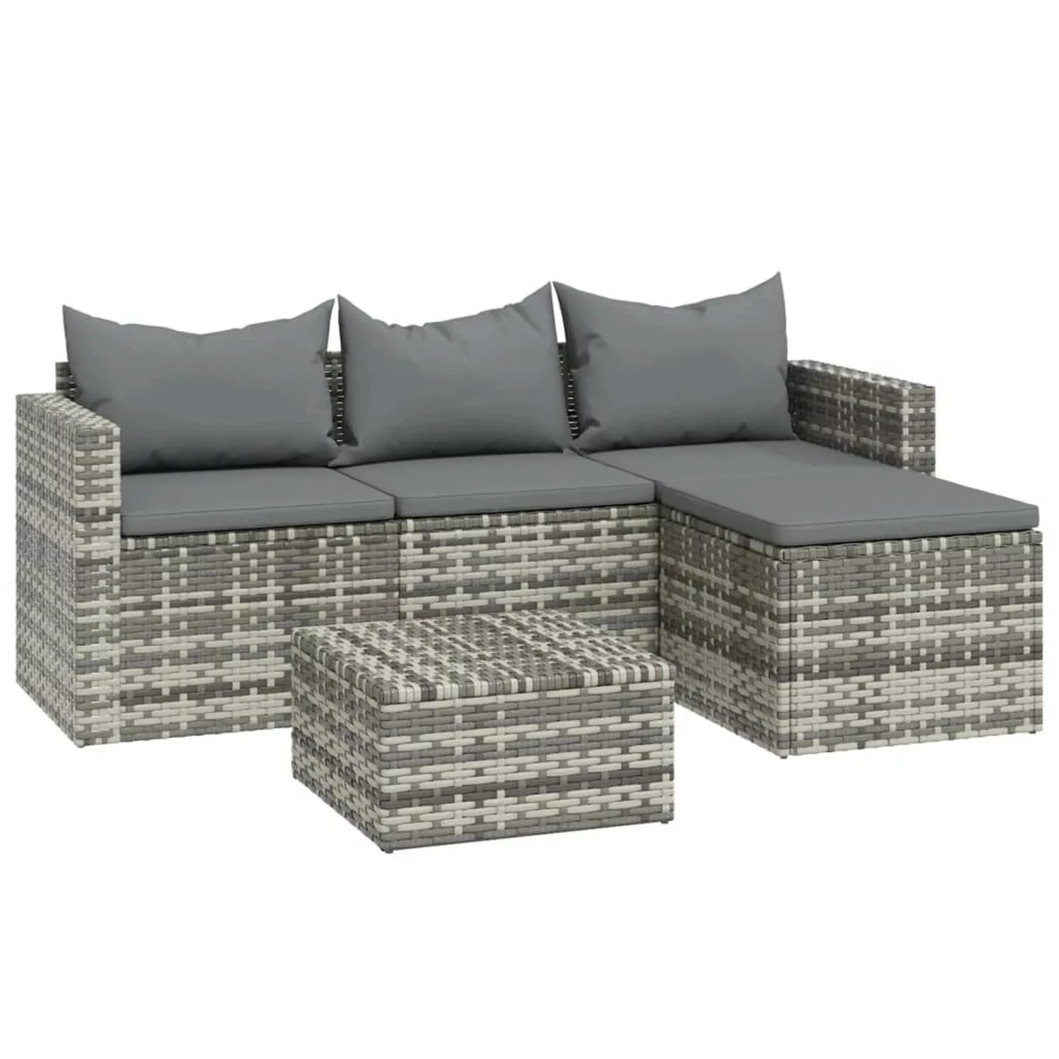 Vidaxl 3-tlg. Garten-lounge-set Mit Kissen Grau Poly Rattan günstig online kaufen