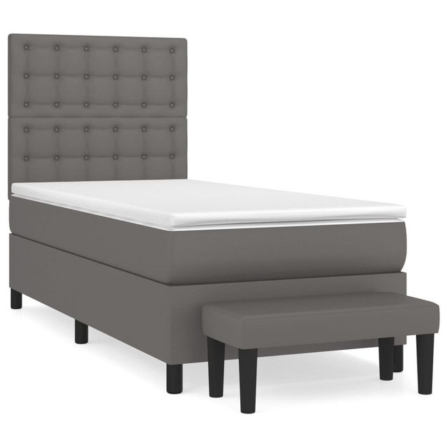 vidaXL Boxspringbett, Boxspringbett mit Matratze Grau 100x200 cm Kunstleder günstig online kaufen