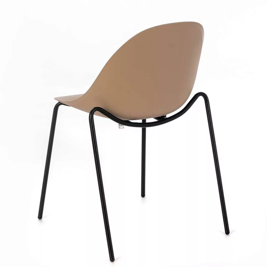 Esstisch Stühle in Hellbraun und Schwarz Kunststoff (4er Set) günstig online kaufen