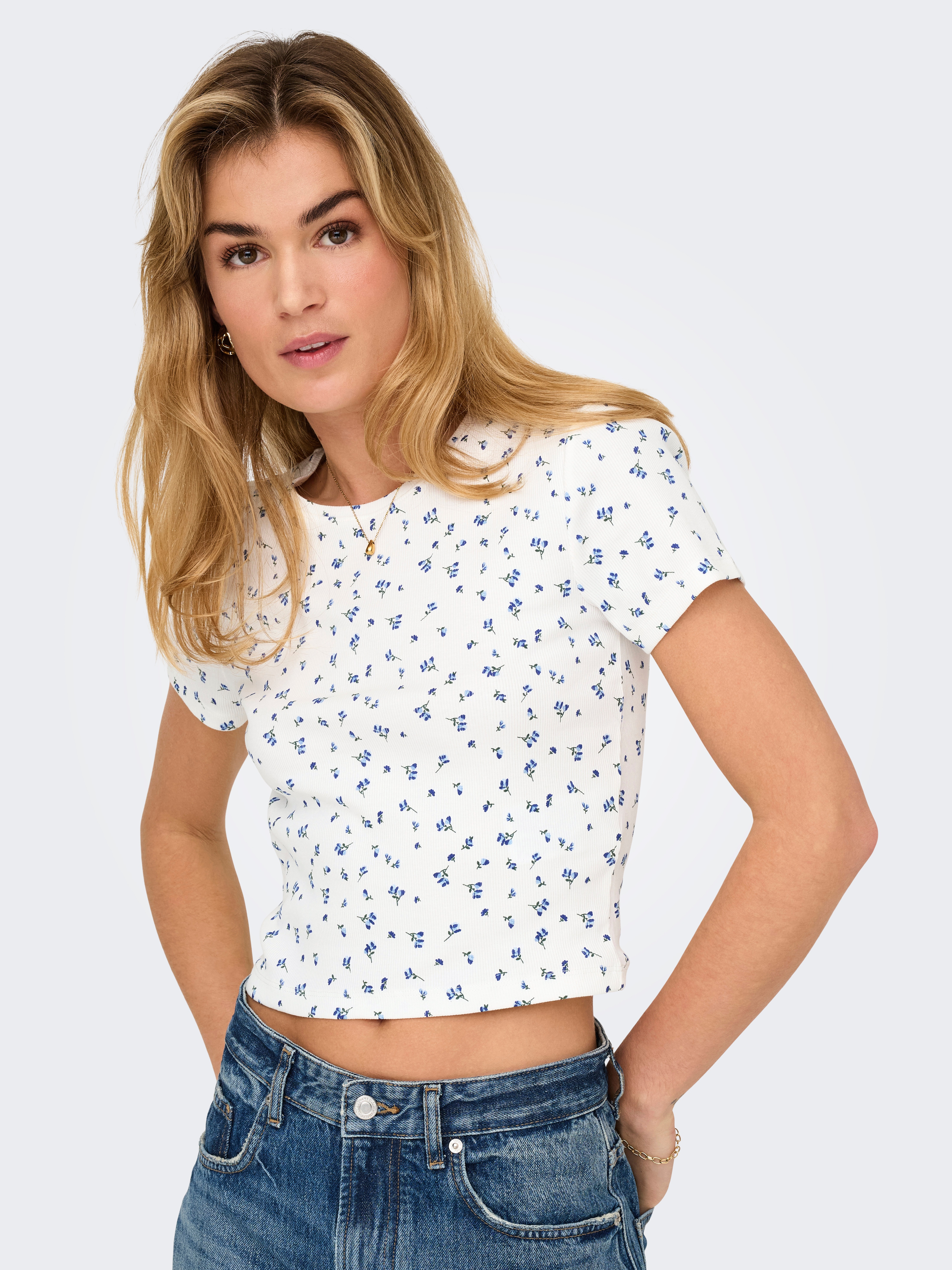 ONLY Kurzarmshirt "ONLFENJA LIFE SS AOP TOP JRS NOOS" günstig online kaufen