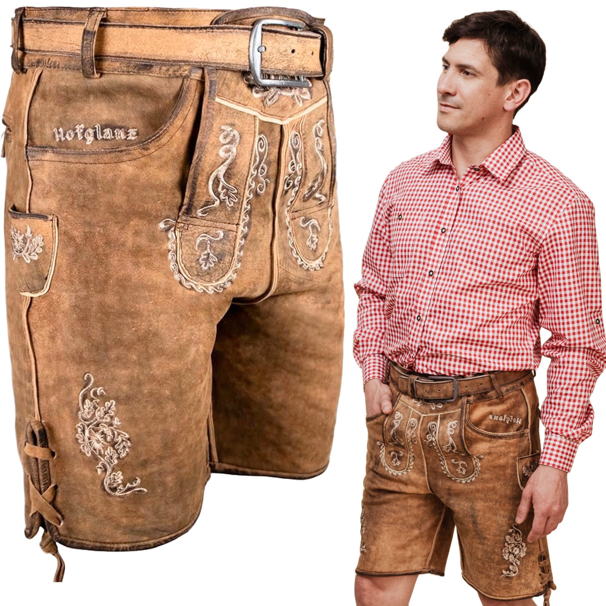 HOFGLANZ Trachtenlederhose Herren Trachten Lederhose kurz günstig online kaufen