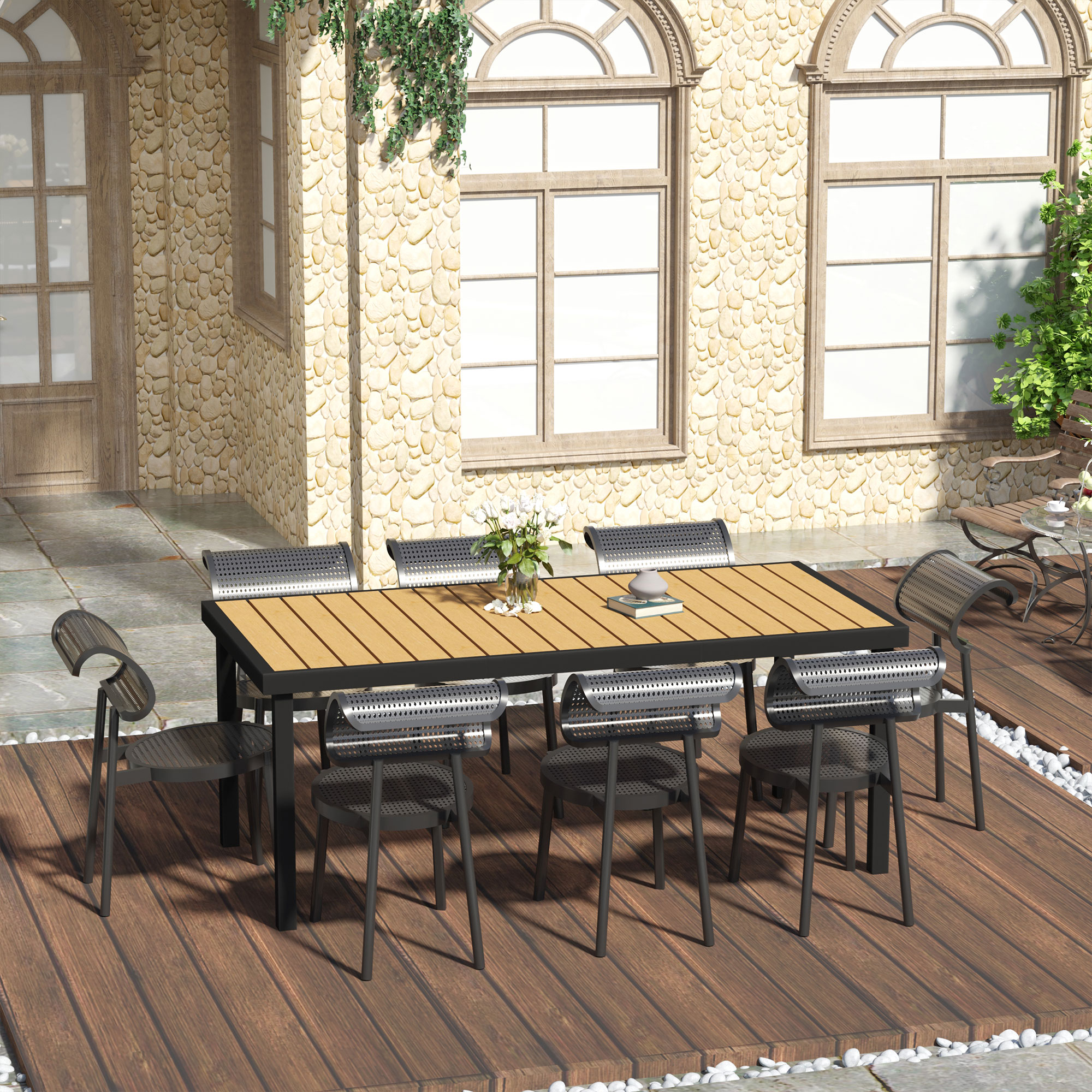 Outsunny Gartentisch für 8 Personen Esstisch Aluminiumtisch 190 x 90 x 74 c günstig online kaufen