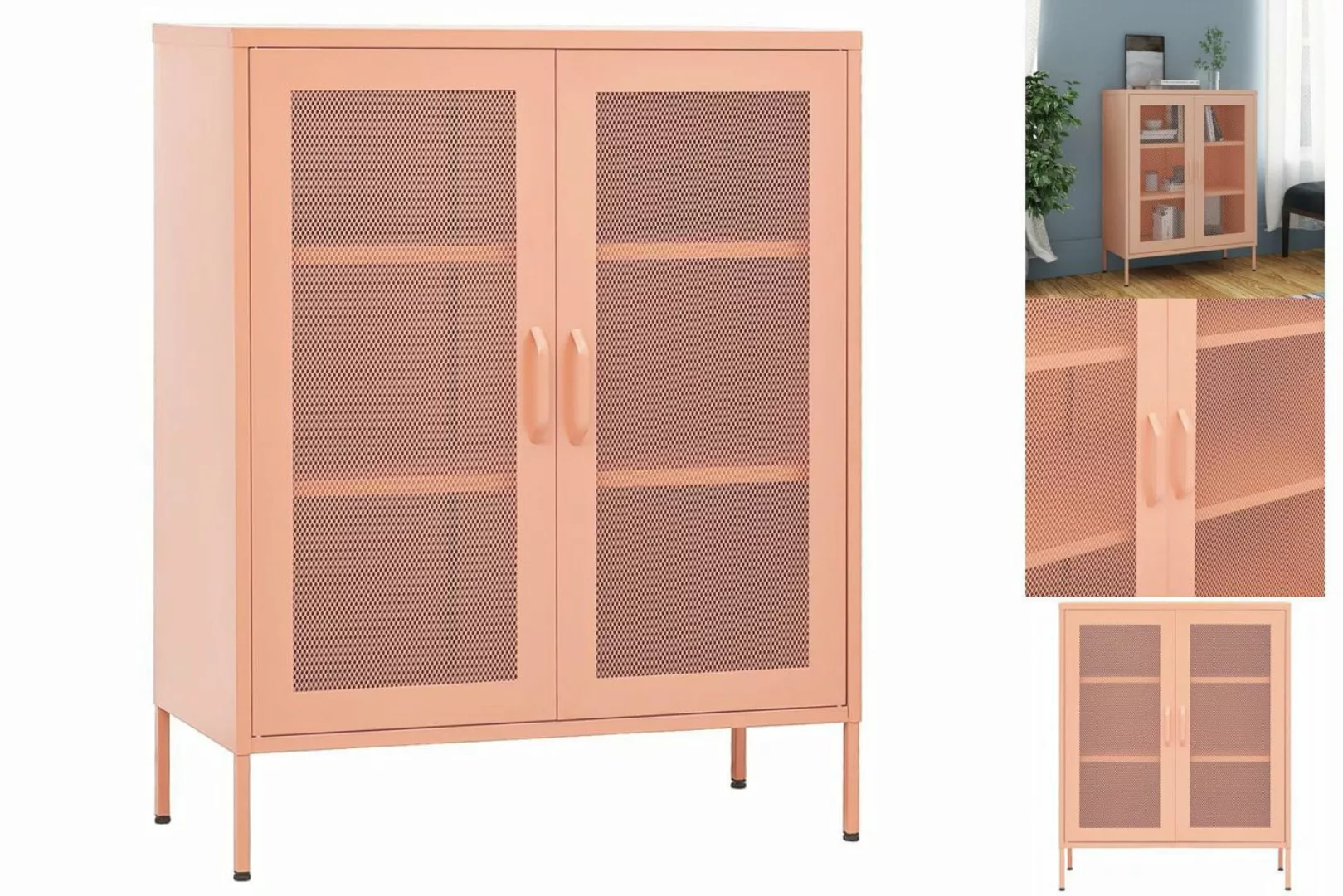 vidaXL Vitrine Lagerschrank Rosa 80x35x101,5 cm Stahl günstig online kaufen