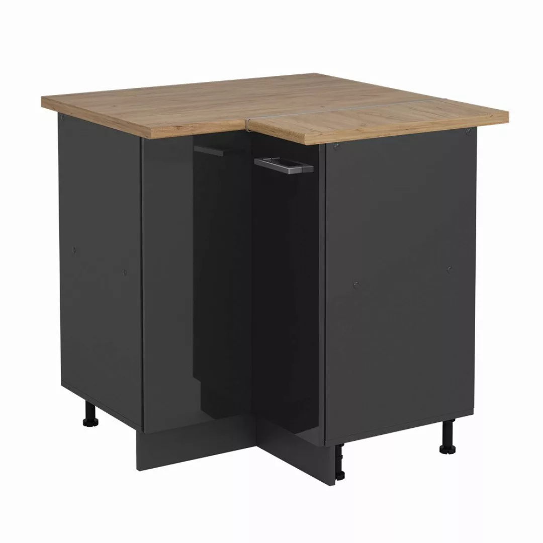 Vicco Eckunterschrank R-Line, Anthrazit Hochglanz/Anthrazit, 75.6 günstig online kaufen