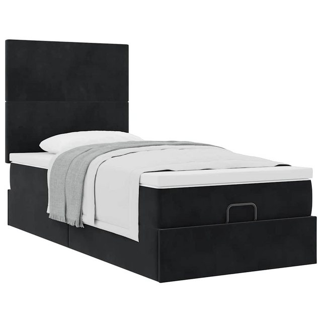 vidaXL Bett, Ottoman-Bett mit Matratzen & LEDs Schwarz 100x200 cm Samt günstig online kaufen