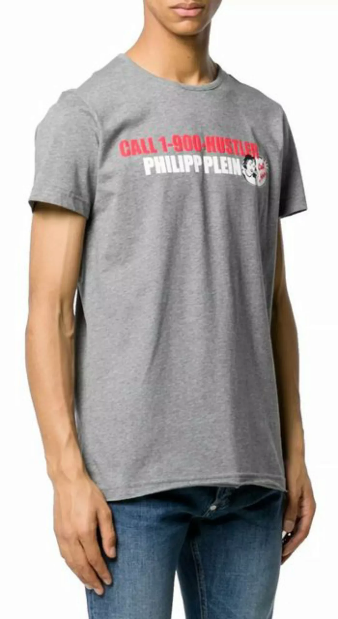 PHILIPP PLEIN T-Shirt Platinum Cut Round Neck Statement Shirt Saumnähte mit günstig online kaufen