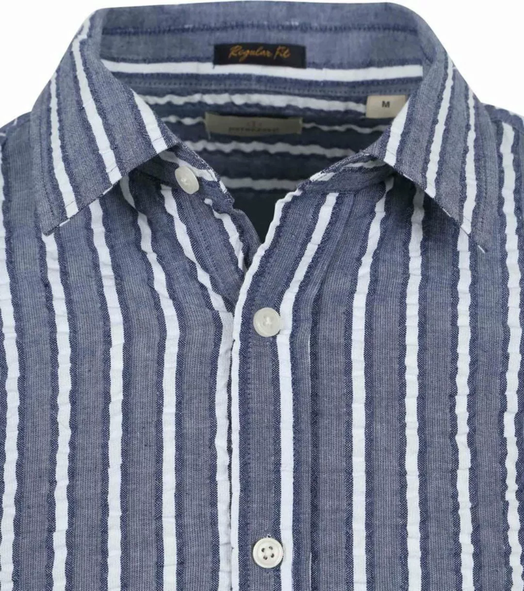 Dstrezzed Hemd Leonard Seersucker Blau gestreift - Größe M günstig online kaufen