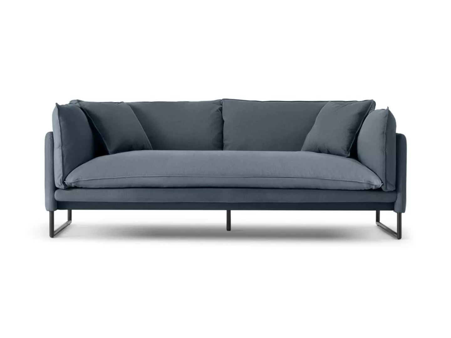 Sofa 3-Sitzer - Baumwolle & Leinen - Blau - MIROSE günstig online kaufen