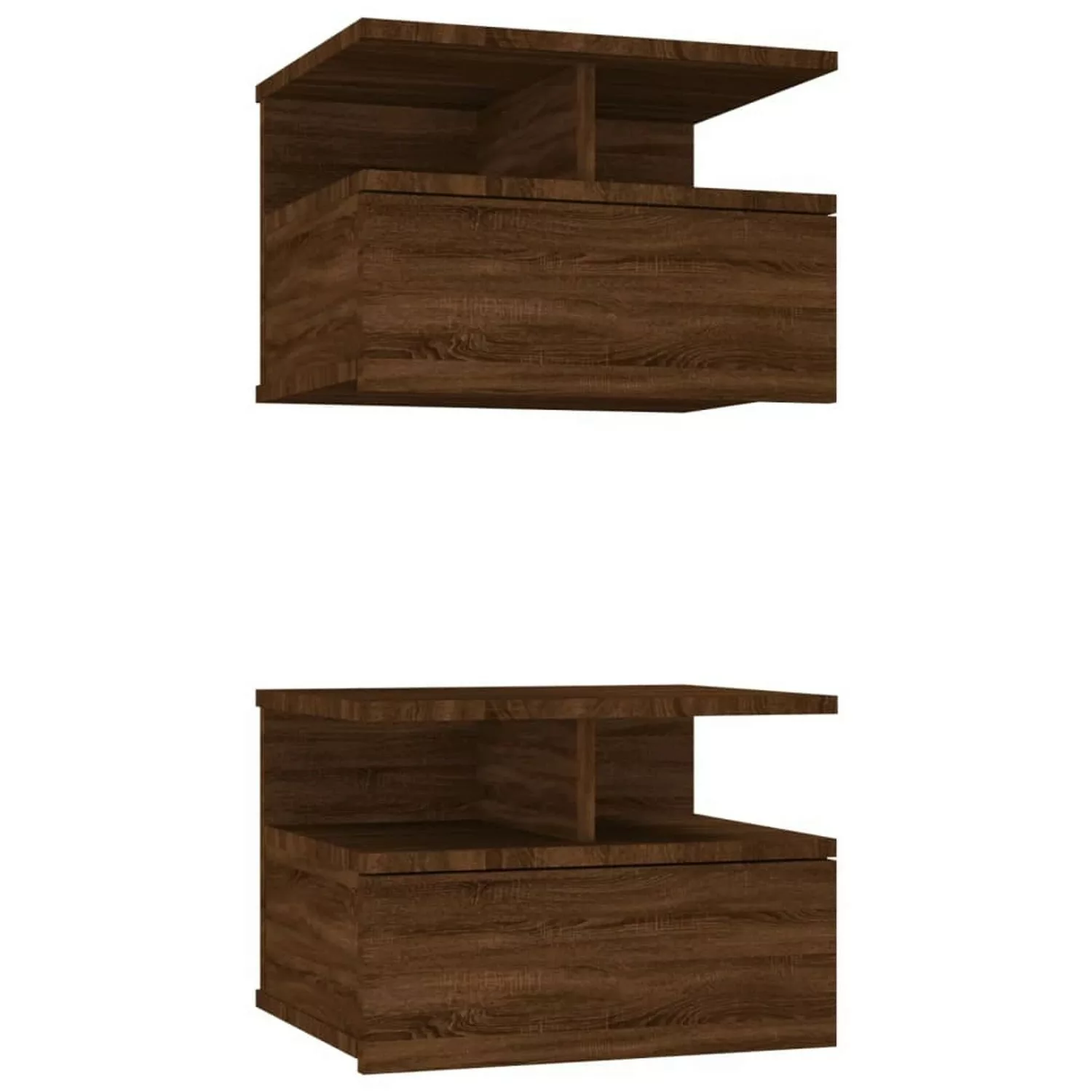 vidaXL Nachttisch 2 Stk Hängend Braun Eiche 40x31x27 cm Holzwerkstoff günstig online kaufen