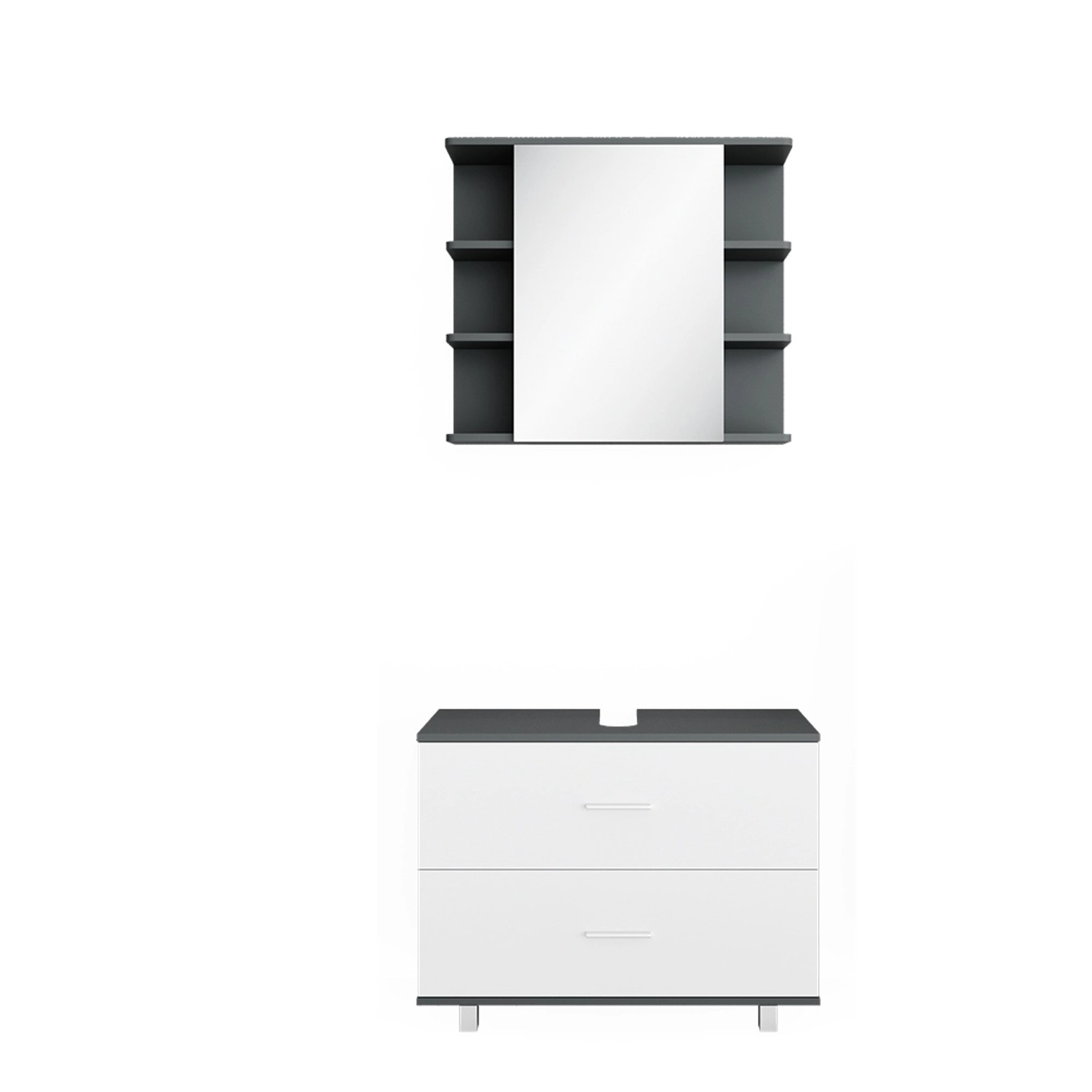 Vicco Badmöbel-Set Ilias Anthrazit/Weiß 2 Teile Unterschrank 80 cm günstig online kaufen