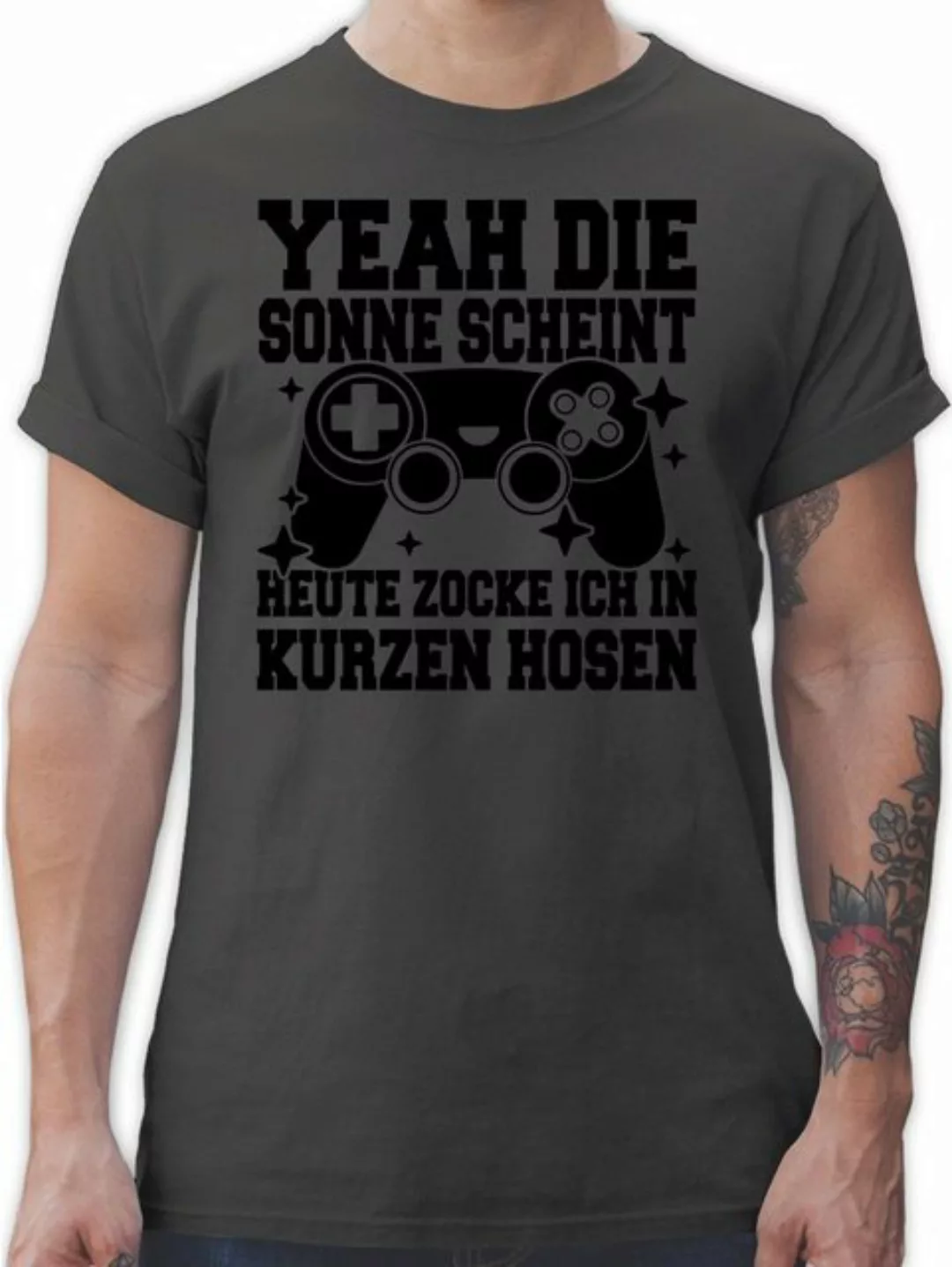 Shirtracer T-Shirt Yeah die Sonne scheint! Heute zocke ich in kurzen Hosen günstig online kaufen