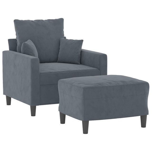 vidaXL Sofa Sessel mit Hocker Dunkelgrau 60 cm Samt günstig online kaufen