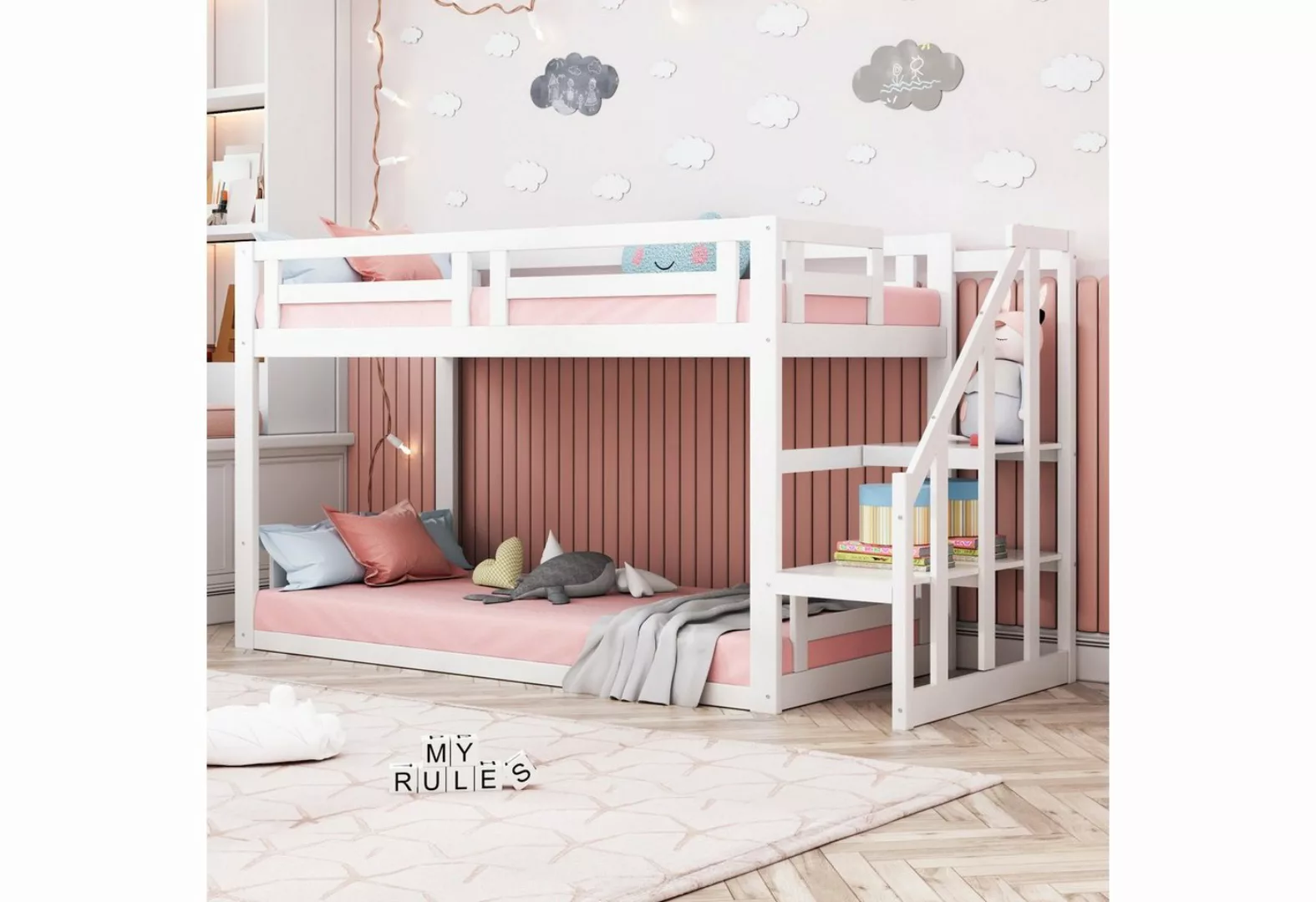 REDOM Etagenbett Holzbett Kinderbett Etagenbett Gästebett 90*200cm (mit Sic günstig online kaufen