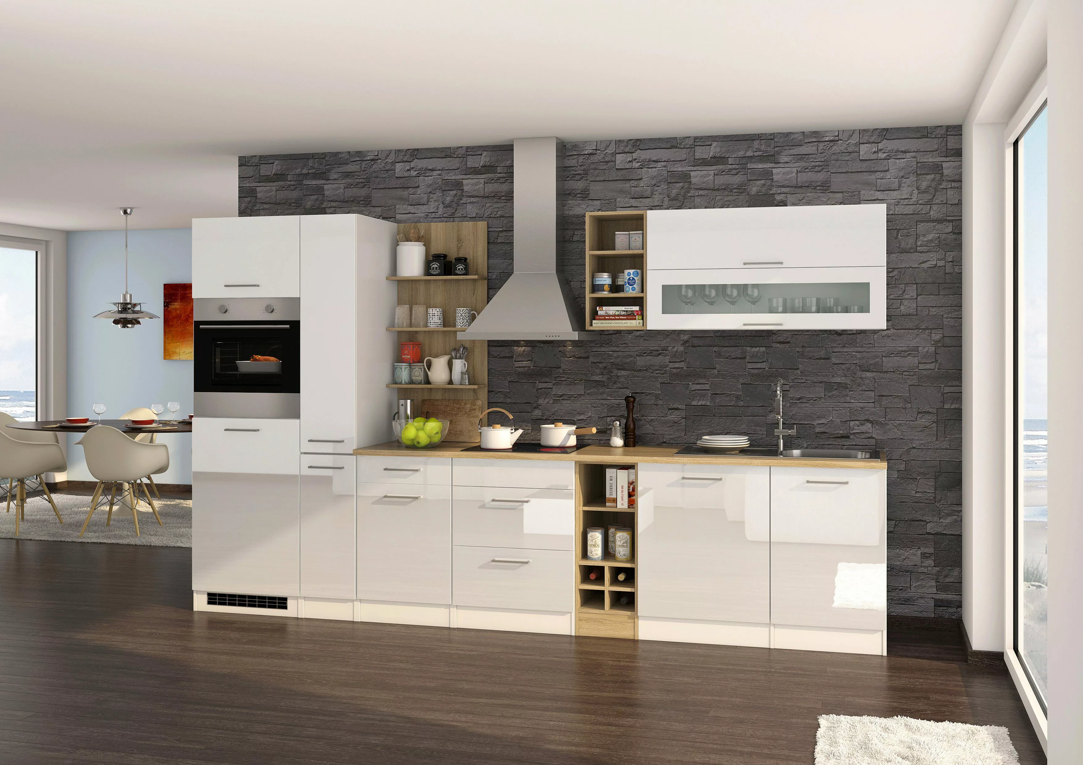HELD MÖBEL Küchenzeile "Mailand", mit Elektrogeräten, Breite 340 cm günstig online kaufen