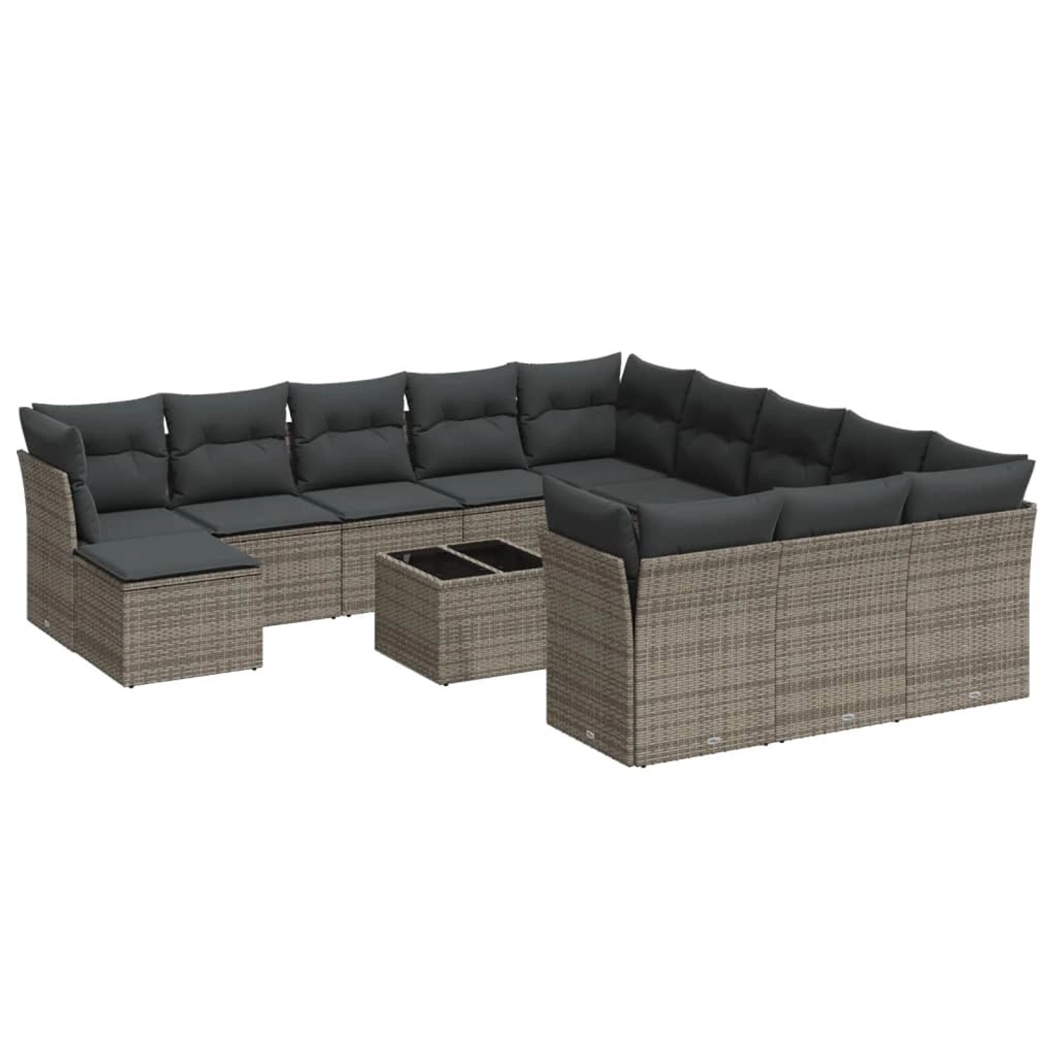 vidaXL 13-tlg Garten-Sofagarnitur mit Kissen Grau Poly Rattan Modell 22 günstig online kaufen