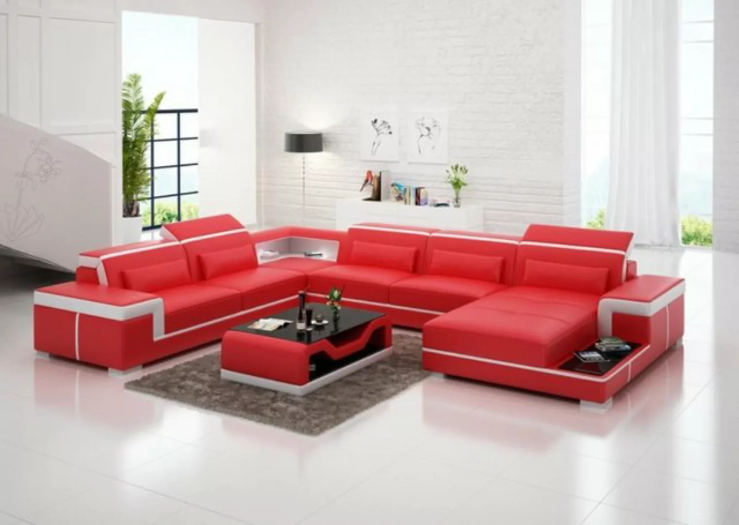 JVmoebel Ecksofa Sofa U-Form Ledersofa Couch Wohnlandschaft Garnitur, Made günstig online kaufen