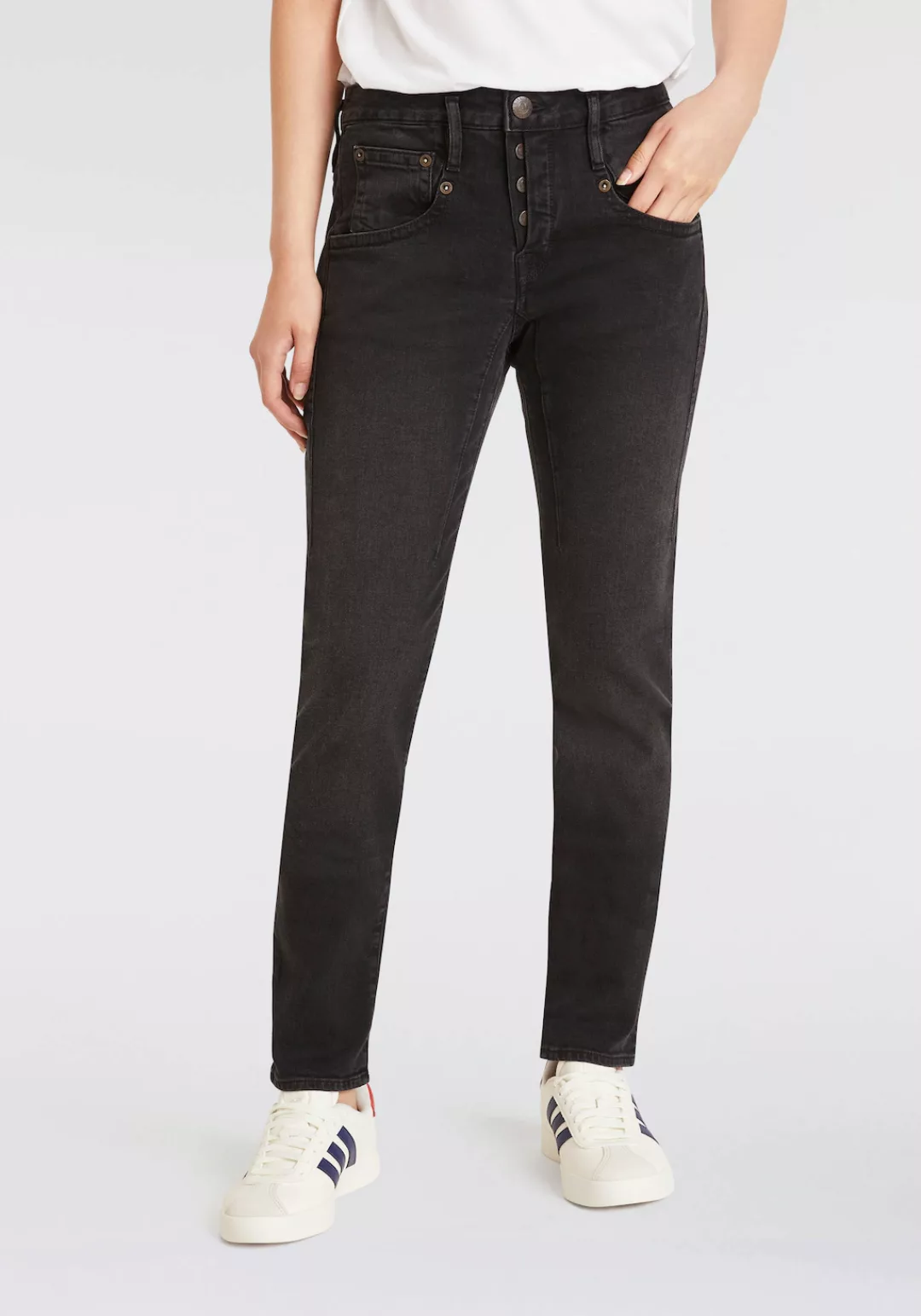 Herrlicher Boyfriend-Jeans "Shyra Long Recycled Denim Black Stretch" günstig online kaufen