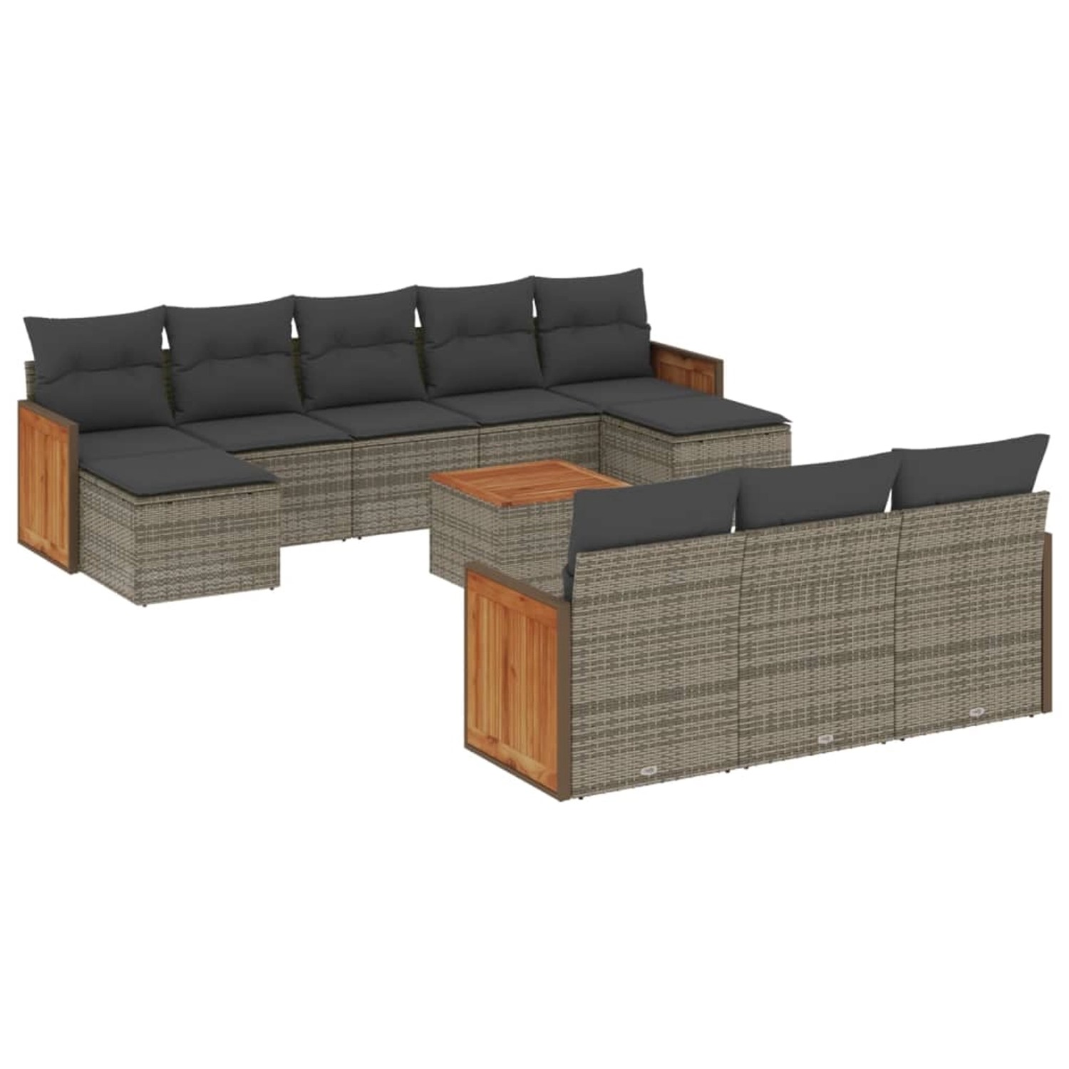 vidaXL 11-Tlg Garten-Sofagarnitur mit Kissen Grau Poly Rattan 3260506 günstig online kaufen