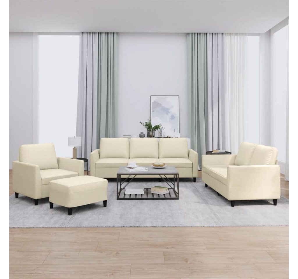 vidaXL Sofa 4-tlg. Sofagarnitur mit Kissen Creme Kunstleder günstig online kaufen