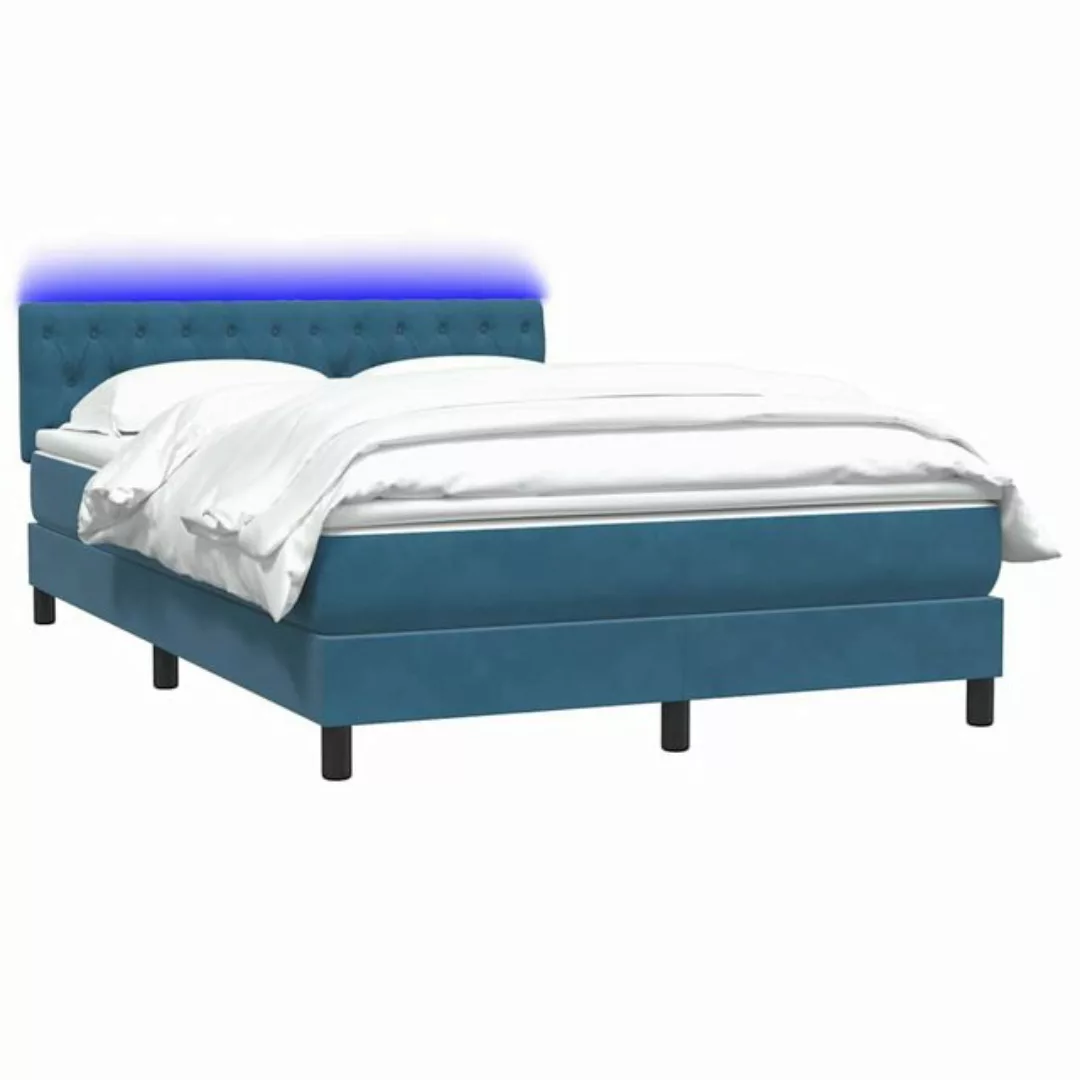 vidaXL Bett Boxspringbett mit Matratze Dunkelblau 140x220 cm Samt günstig online kaufen